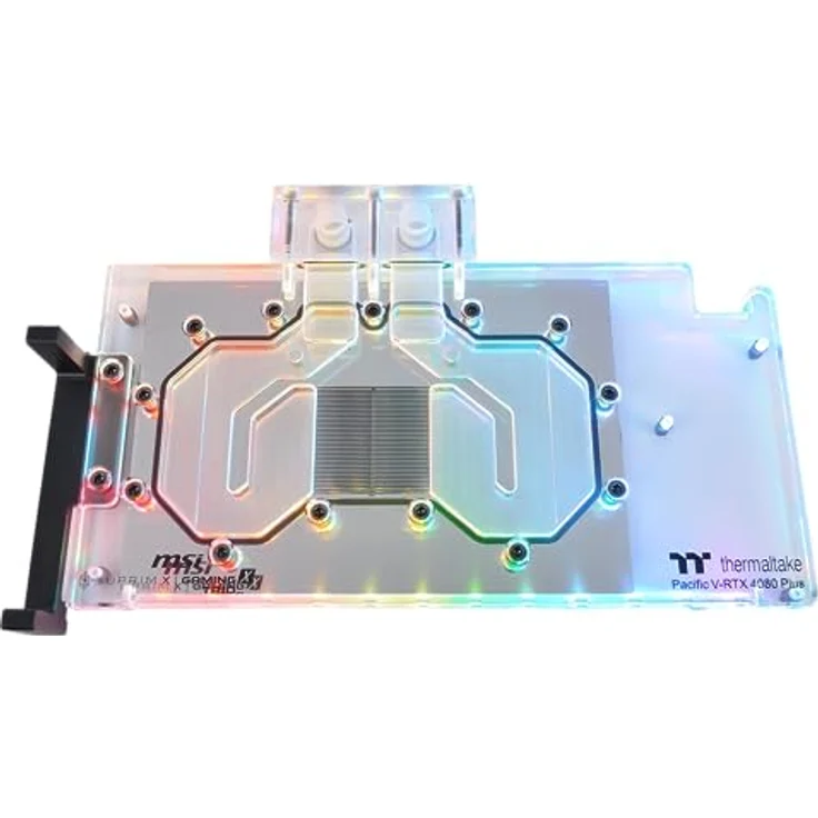 Thermaltake Pacific V-RTX 4080 Plus Waterblock (MSI RTX 4080 Gaming X Trio & RTX 4080 SUPRIM X ONLY), LED Strip Design & hohe Durchflussrate, Aluminium-Backplate, schwarz – Bild 4