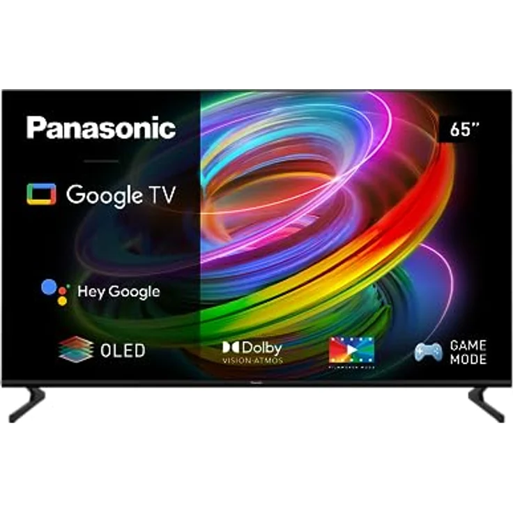Panasonic TX-65MZ700E, 65 Zoll 4K Ultra HD OLED Smart 2023 , High Dynamic Range (HDR), Dolby Atmos & Dolby Vision, Android TV, Google Assistant, Chromecast, 2 fuß-sockel, Fernbedienung, Schwarz – Bild 1