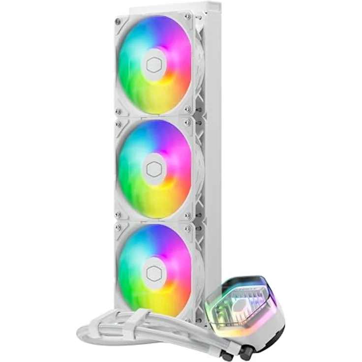 Cooler Master MasterLiquid Atmos 360 White CPU-Wasserkühler – AIO-Wasserkühlung, Doppelkammerpumpe, Sickleflow 120 Edge-Lüfter, ARGB Gen 2, LGA1700- & AM5 – Bild 2