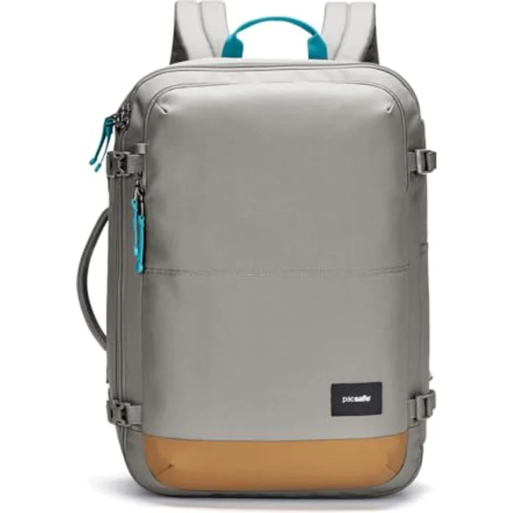 Pacsafe GO 34l, Notebook Rucksack aus recyceltem Polyester mit abschließbarem Hauptfach, Farbe Stone – Bild 1