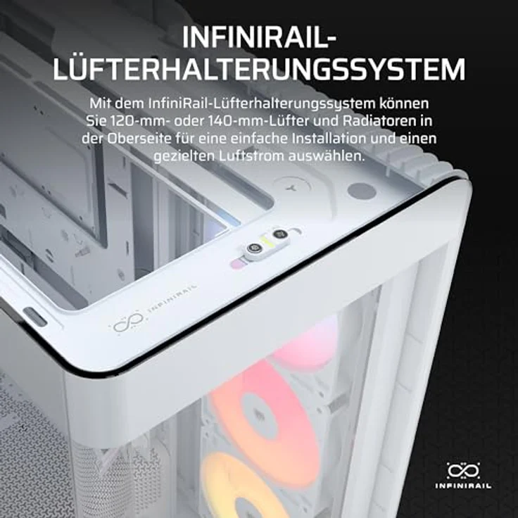 Corsair FRAME 4500X RS-R ARGB White Mid, PC Gehäuse für E-ATX, ATX, Micro-ATX und Mini-ITX, schwarz mit Sichtfenster aus gehärtetem Glas und USB 3.1 Anschluss – Bild 6