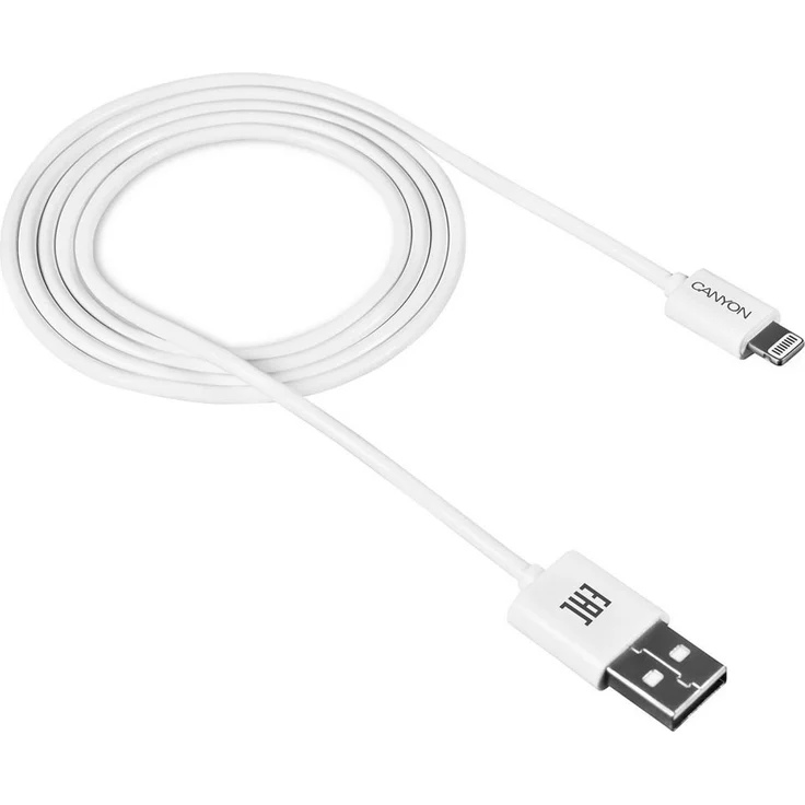 Canyon Round USB-Lightning Kabel, 1 m, 8-Pin Anschluss, Weiß