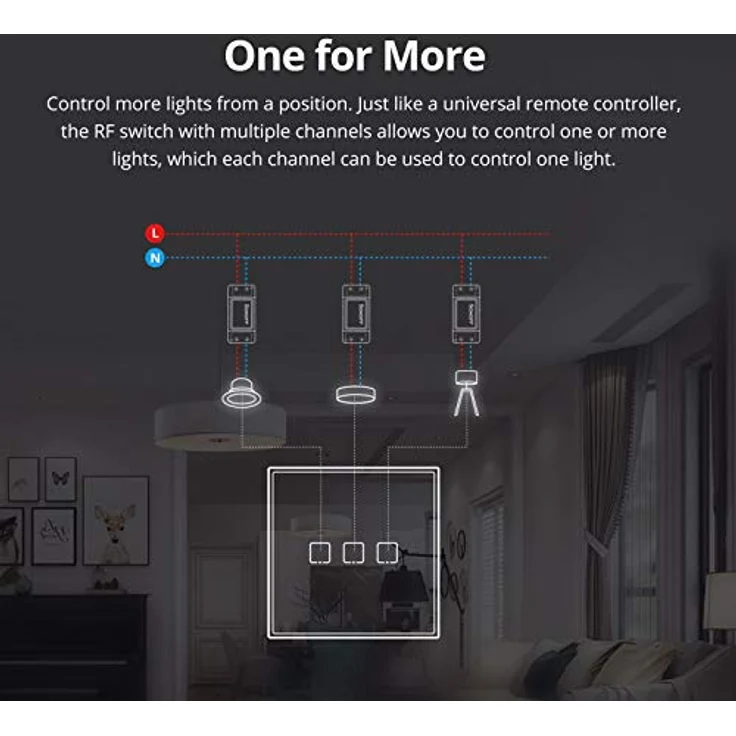 SONOFF T2EU3C-RF Druckknopf 86 Typ Wandplatte Sticky 433MHz Wireless RF-Fernbedienung, Zweiwege-Steuerung, keine Verkabelung erforderlich, Batterie erforderlich (not included), 3 Gang – Bild 5