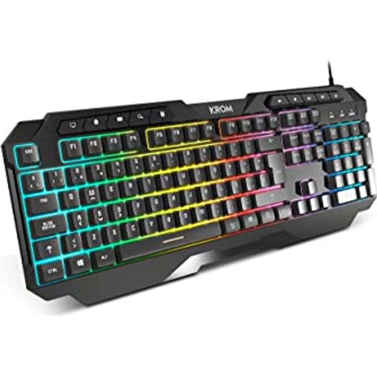 KROM Pack Gaming KARRIER - RGB Rainbow LED, Folientastatur, optische Maus mit 3600 DPI, 50-mm-Stereokopfhörer, rutschfeste Gummimatte, spanisches Layout, Farbe Schwarz – Bild 3