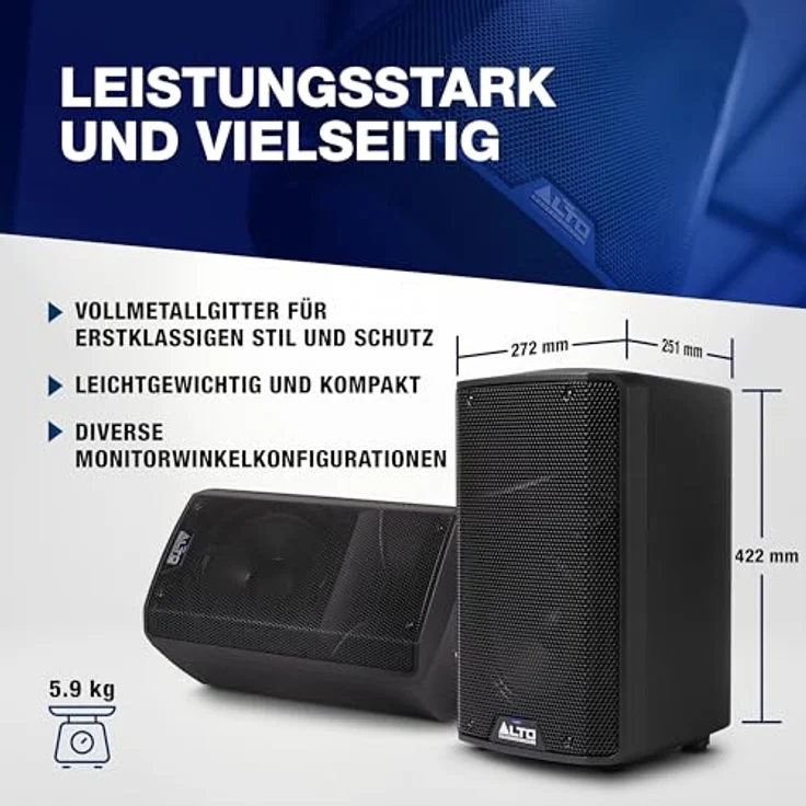 Sonstige Studios Alto TX408, Aktiv PA Lautsprecher mit 350W Verstärker für klaren Sound, Schwarz – Bild 7