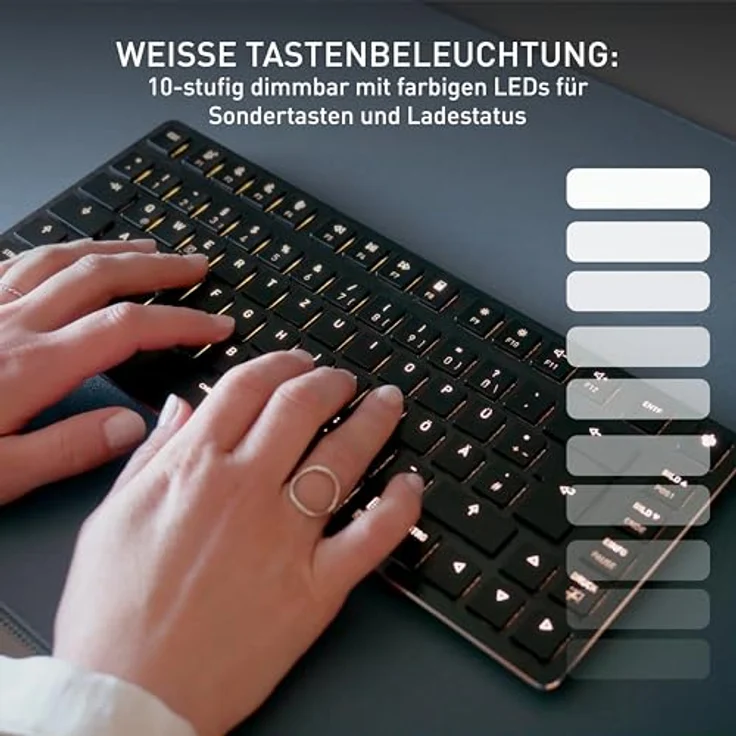 CHERRY KW X ULP 2.0 MINI, Ultra Flache Mechanische Kompakt-Tastatur, Deutsches Layout (QWERTZ), Multi-Device-Funktion für 4 Geräte, Schwarz – Bild 5