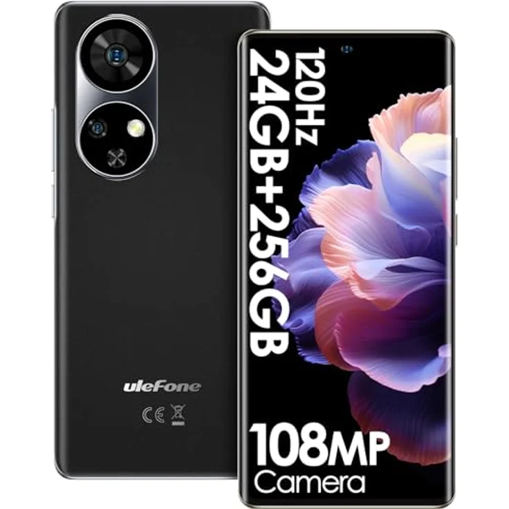 Ulefone Note 17 Pro Smartphone Ohne Vertrag, 24GB+256GB 108MP+32MP Octa Core MTK G99 6,78" FHD+ AMOLED 120Hz Handy Android 13 33W 5050mAh 4G Dual SIM Fingerabdruck ID NFC 2 Jahre Garantie - Schwarz – Bild 1