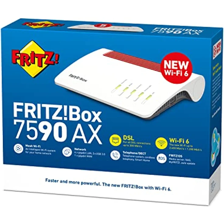 AVM FRITZ!Box 7590 AX AT/CH (DSL/VDSL WLAN Router mit Wi-Fi 6, 2.400 MBit/s (5GHz) & 1.200 MBit/s (2,4 GHz),VDSL-Supervectoring 35b,WLAN Mesh,DECT-Basis,geeignet für Österreich/Schweiz) – Bild 5