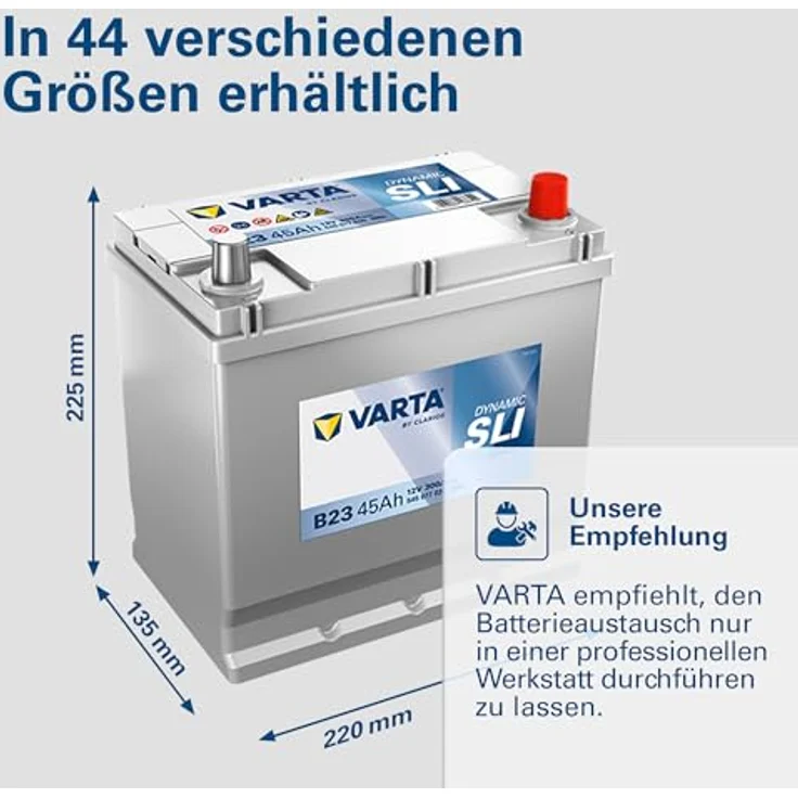 VARTA JIS Starterbatterie 12V 45Ah 300A/EN B01, leistungsstarke Autobatterie für MAZDA und RENAULT Modelle – Bild 6