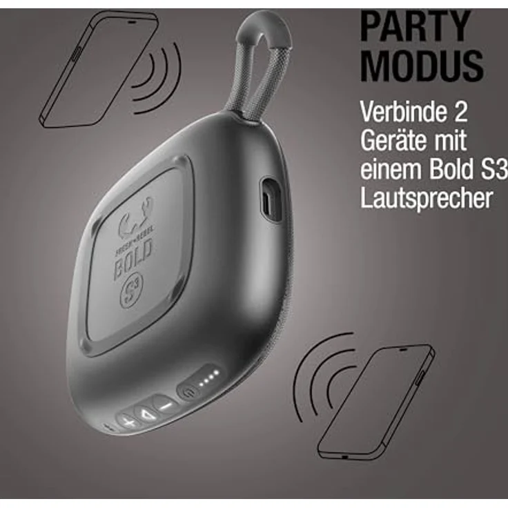 Fresh n Rebel Bold S3 5 W Bluetooth Lautsprecher, IPX6, bis zu 15 h Akkulaufzeit, Anthrazit – Bild 4