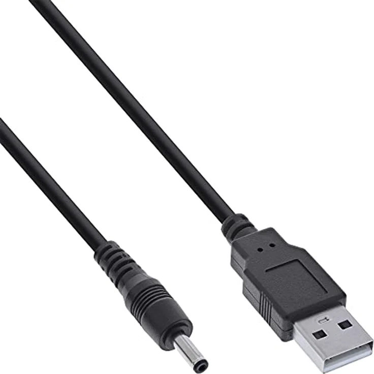 InLine USB DC Stromadapterkabel, USB A Stecker zu DC 3,5x1,35mm Hohlstecker, schwarz, 1m (26806A) – Bild 2
