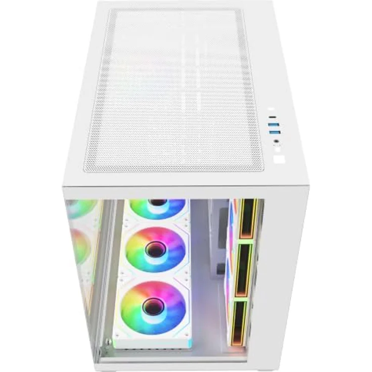 FSP M341-WA Gehäuse Midi Tower, Weiß ARGB, Unterstützung für ATX, mATX, Mini-ITX, mit gehärtetem Glaspanel und verbessertem Kabelmanagement – Bild 3