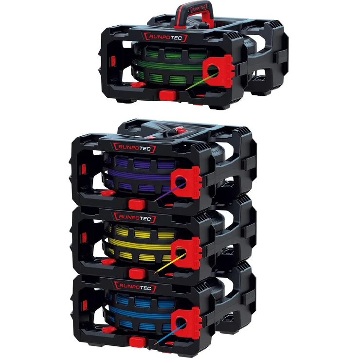 Runpotec CB 260 Cable Box, modulare Kabelrolle mit ergonomischem Tragegriff, stapelbar, für Kabel mit max. 26 cm Bündeldurchmesser, 4er Set