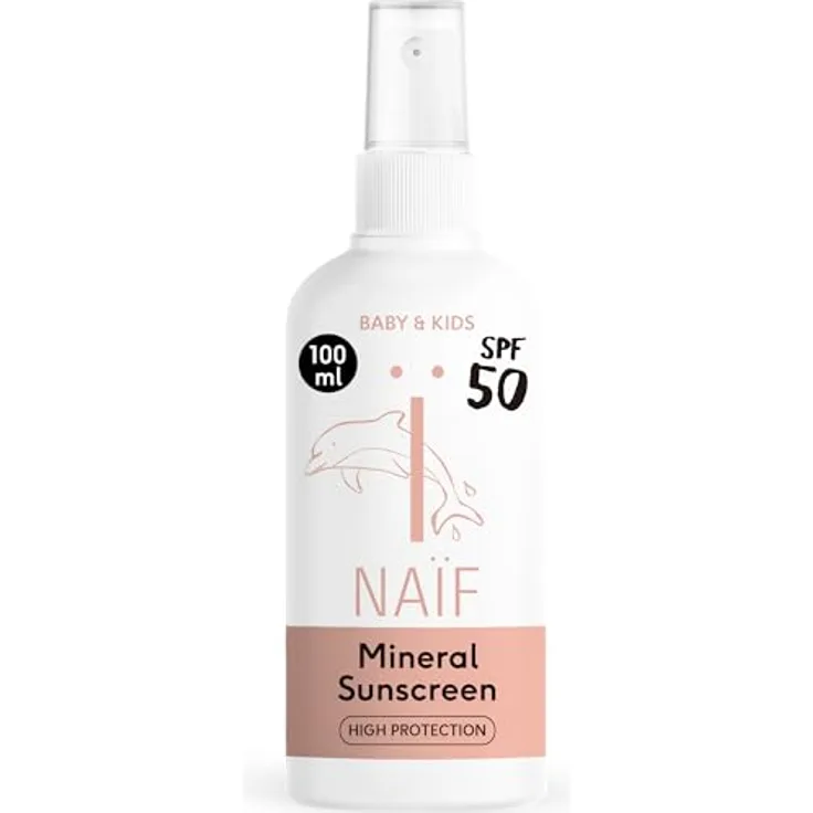 Naïf - Mineralisches Sonnenschutzspray - für Baby & Kind - LSF 50 - mit natürlichen Inhaltsstoffen - ohne Mineralöle, Silikone oder Mikroplastik - UV-Filter auf Zinkoxidbasis - 100ml