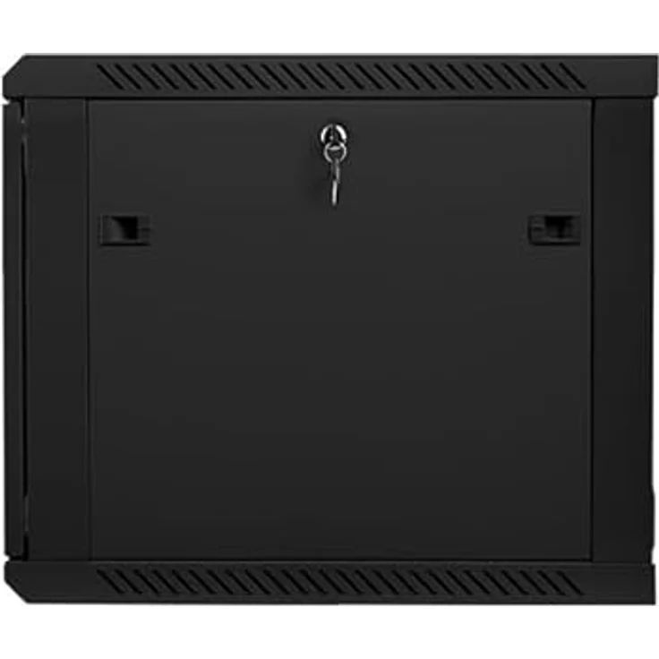 Lanberg WF01-6609-10B Rack 9U Wandmontiertes Regal Schwarz, Serverschrank aus Stahl und gehärtetem Glas, 60 kg Tragfähigkeit, IP20 – Bild 4