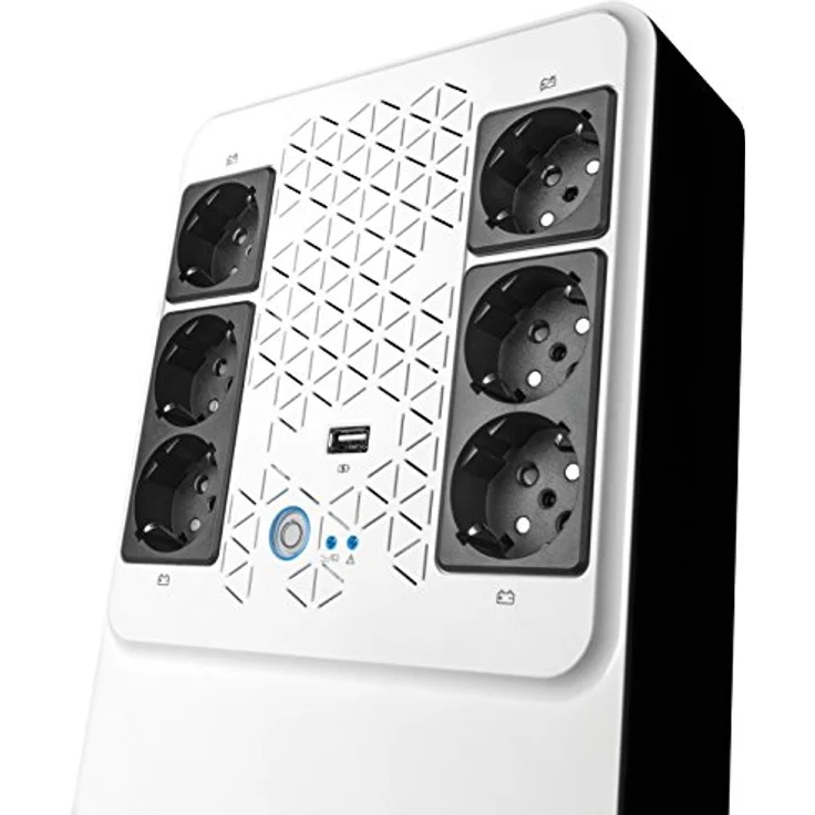Legrand, Unterbrechungsfreie Stromversorgung (USV-Anlage), Keor Multiplug mit 800VA/480W, 6 Ausgänge je 230V (Schuko-Steckdosen) & USB-Ladegerät, Line Interactive, Interner AVR, Autom. Restart, 310082 – Bild 1