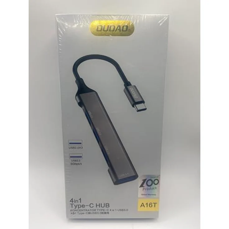 Dudao HUB 4in1 USB-C, USB-Hub mit 4x USB-A (3x USB 2.0 / USB 3.0), 6.3cm, schwarz – Bild 5