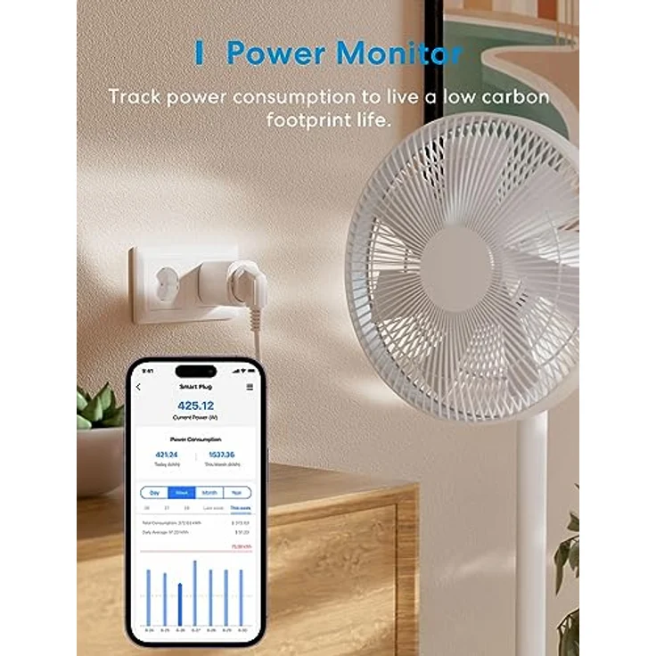 Meross Matter Smart Steckdosen mit Stromverbrauch, WLAN Steckdosen mit Stromzähler für Balkonkraftwerk, funktioniert Apple HomeKit, Alexa und Google, 16A, 2 Stücke – Bild 5