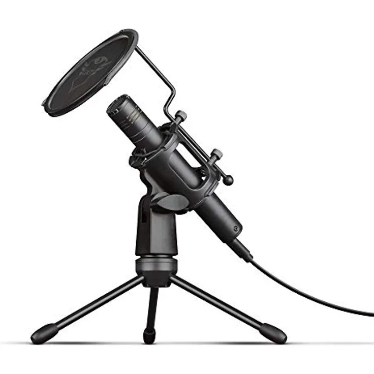 Trust Gaming GXT 241 Velica PC Mikrofon für Streaming mit Dreibeinstativ und Popfilter, Nierencharakteristik, USB Mikrofon für Podcast, Stream, ASMR, YouTube, Aufnahmen, Computer, Laptop – Schwarz