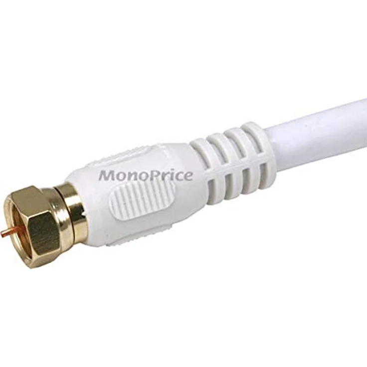 Monoprice 104061 50 FT RG6 18 AWG 75 Ohm Quad Shield CL2 Koaxialkabel mit F Type Connector – weiß – Bild 3