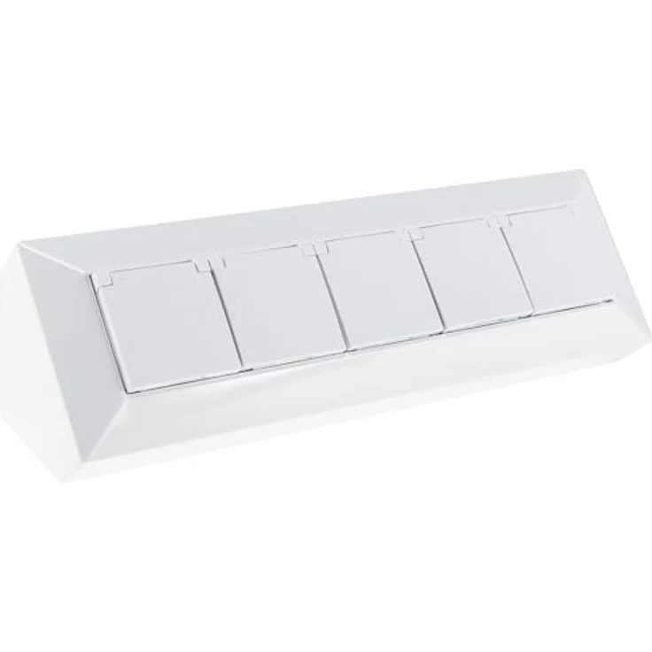 ChiliTec Steckdosenblock 5-Fach Unterbausteckdose mit Klappdeckel, 230V, Schutzkontakt-Steckdosen für Küche und Werkstatt, Weiß – Bild 2