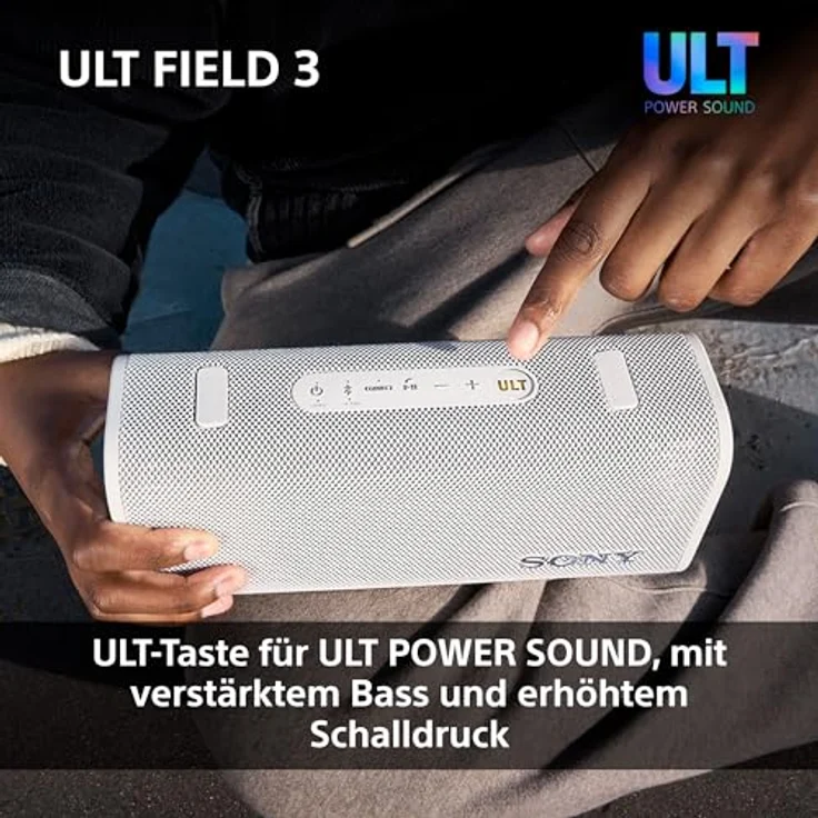 Sony ULT Field 3, Tragbarer Bluetooth-Lautsprecher mit ULT Power Sound, 24-Stunden-Akku, IP67 wasserdicht, staubdicht, schwarz – Bild 4