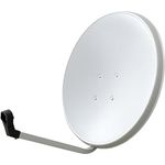 ARLI Sat Antenne 60 cm, Stahl Lichtgrau/Weiß, HD UHD Digital Satellitenschüssel mit ovalem Spiegel, inkl. LNB Halterung & Befestigung