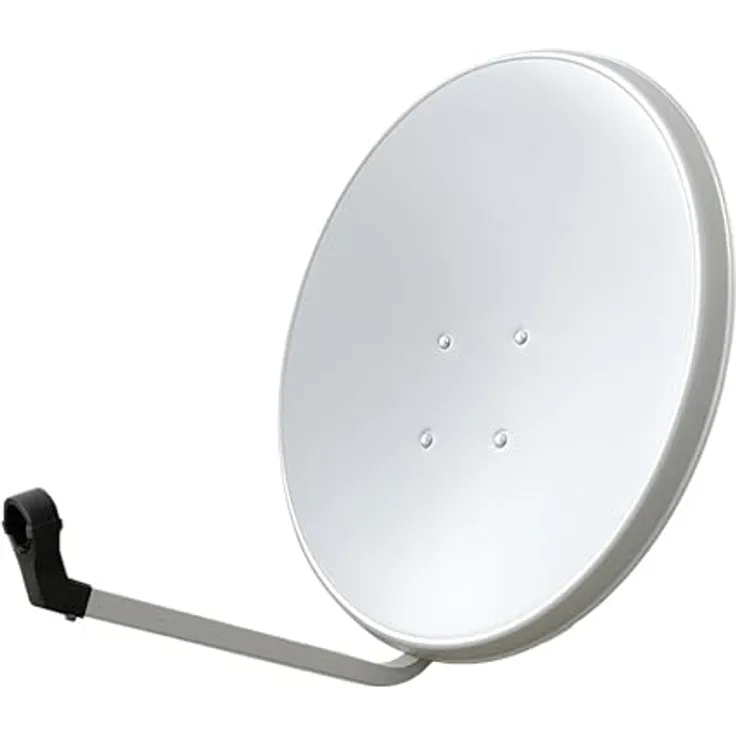ARLI Sat Antenne 60 cm, Stahl Lichtgrau/Weiß, HD UHD Digital Satellitenschüssel mit ovalem Spiegel, inkl. LNB Halterung & Befestigung