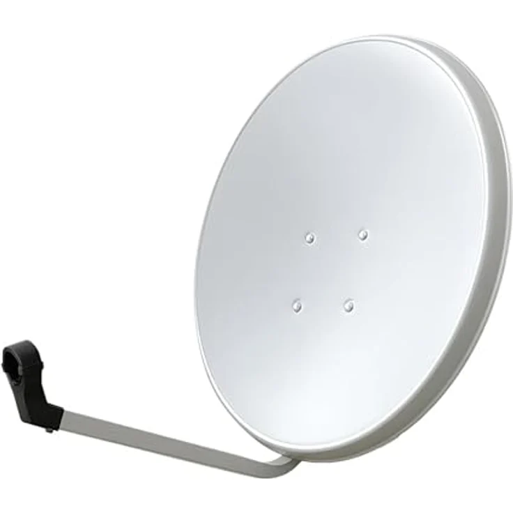 ARLI Sat Antenne 60 cm, Stahl Lichtgrau/Weiß, HD UHD Digital Satellitenschüssel mit ovalem Spiegel, inkl. LNB Halterung & Befestigung – Bild 1
