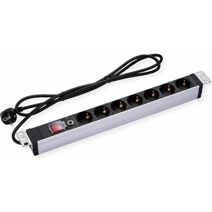 Value Steckdosenleiste 19" 1HE 7fach Überlastschutz 3m (CEE 7/3, 3m)