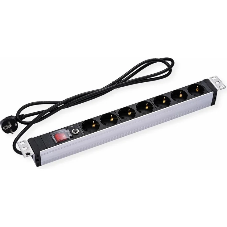 Value Steckdosenleiste 19" 1HE 7fach Überlastschutz 3m (CEE 7/3, 3m)
