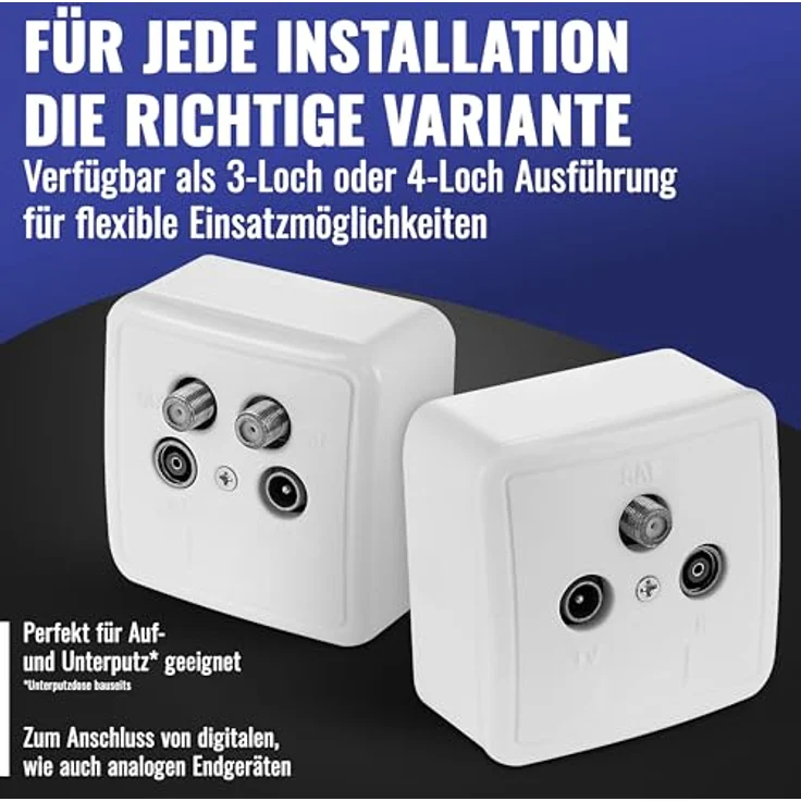 Poppstar 1x SAT Dose (3-Loch Antennendose), Enddose für SAT, TV und Kabel Anschluss (digital/analog), Aufputz/Unterputz geeignet – Bild 7