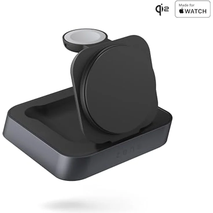 Zens Nightstand Magnetic Wireless Charger Pro 2, kabelloses MagSafe und Qi2-Ladegerät (15 W) für iPhone und AirPods, inkl. 20-W-Netzteil und 1,5-m-Kabel, Schwarz – Bild 3
