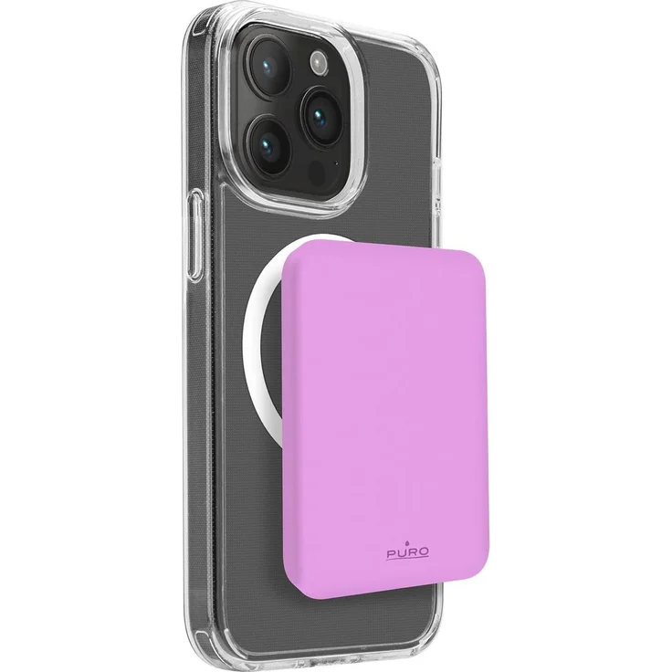 Puro Mini Power Mag, Powerbank mit 4200 mAh, 15 W, kabelloses Laden, pink