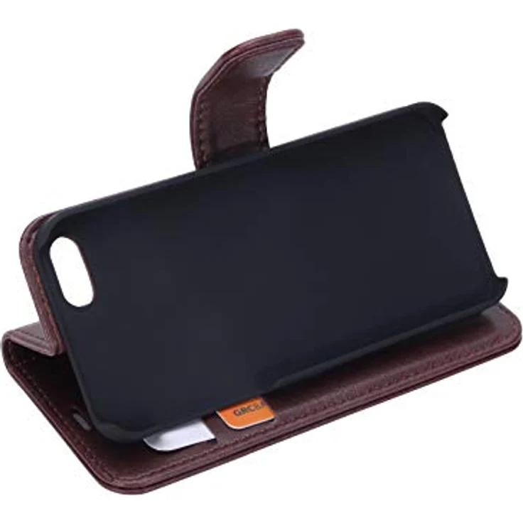 Radicover Flipside Fashion Stand Function, Smartphone Hülle für Apple iPhone 5/5S/SE, braun, mit Antistrahlungsmembran und Kreditkartenfächern – Bild 5