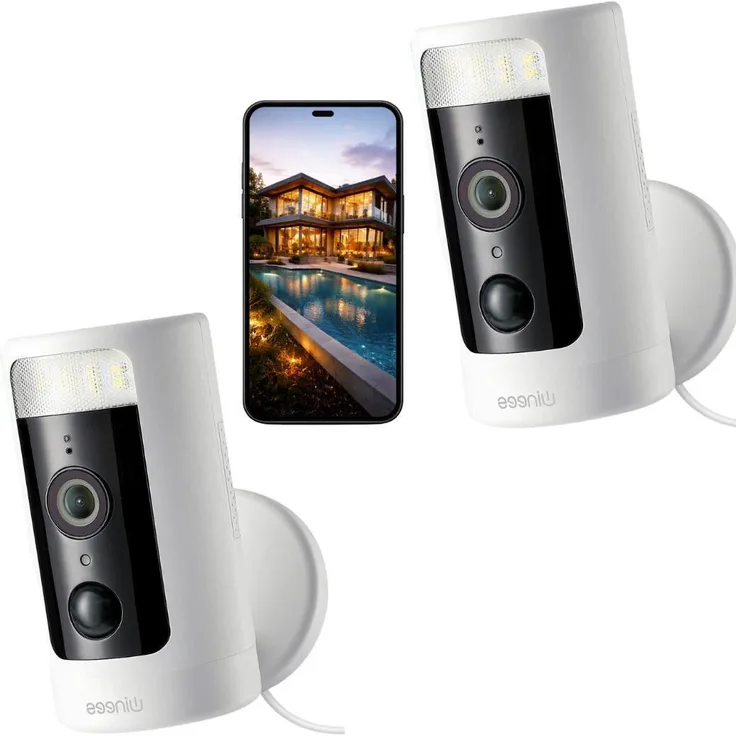 Winees 2K WLAN IP Sicherheitskamera, Außenüberwachung mit 4MP, 270° Schwenk-/Neigbar, IR-Nachtsicht & Spotlight