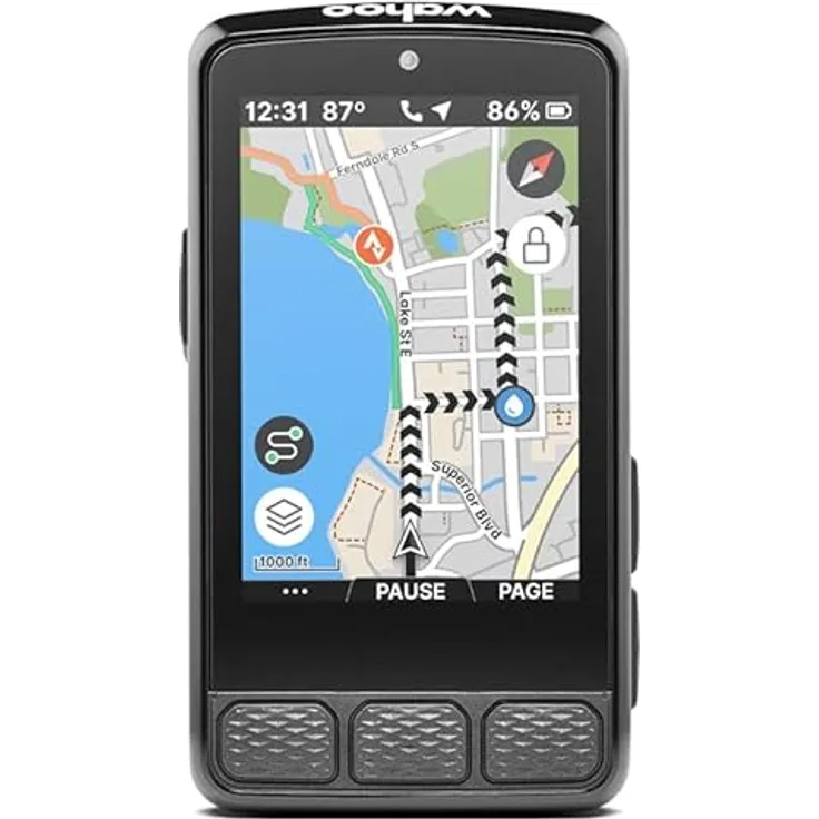 Wahoo Fitness ELEMNT ROAM V3 GPS Fahrradcomputer, Schwarz - DUAL-BAND GPS, automatische Routengenerierung, Abbiegehinweise