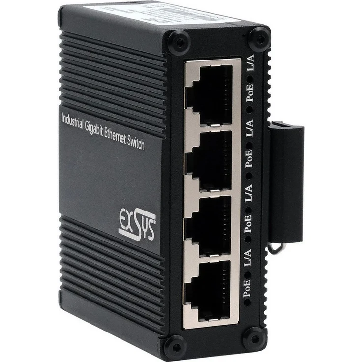 EXSYS 5-Port Netzwerk-Switch, unmanaged Ethernet Switch mit Power over Ethernet (PoE) in kompakter Bauweise