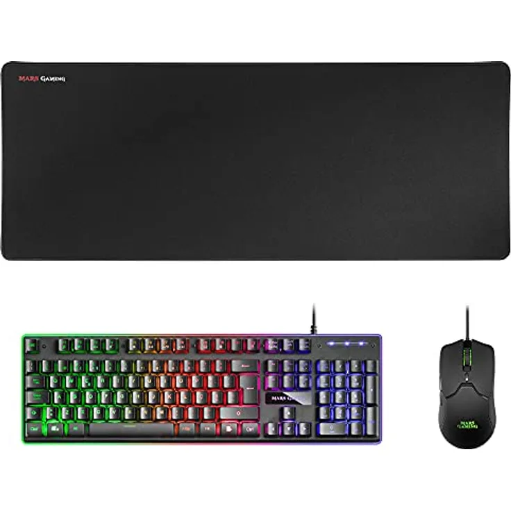 Mars Gaming MCPXBPT, Combo Tastatur H-Mech FRGB, Ultralight Maus 10000DPI & XXL Mousepad, Schwarz, Portugiesisch Sprache