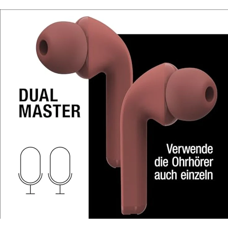 Fresh 'n Rebel Twins Fuse, True Wireless kabellose In-Ear-Bluetooth-Kopfhörer mit Spitze, mit Sprachassistent, Touch-Steuerung und eingebautem Mikrofon, 30 Stunden Spielzeit (Safari Red) - Preisvergleich – Bild 4