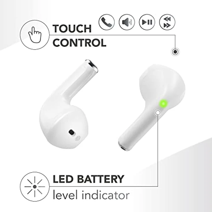 Music Sound | Swag - Kabelloses Kapsel-Headset - Wiedergabezeit bis 20 Stunden - Bluetooth - weiß – Bild 2