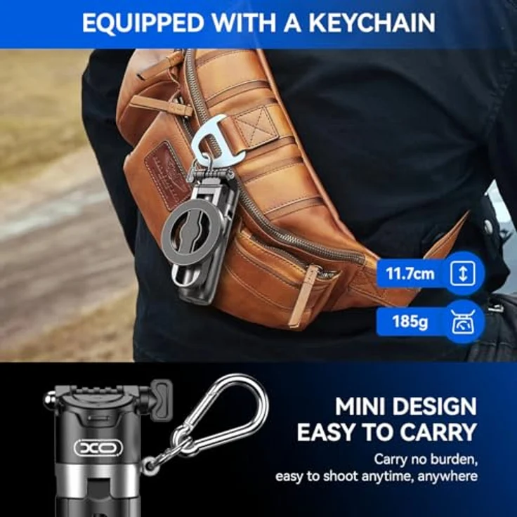 xO SS22, Bluetooth Selfie Stick mit Tripod und magnetischem Halter, kompakt schwarz – Bild 4
