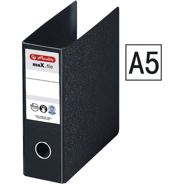 Herlitz Aktenordner maX.file, DIN A5, 7,5 cm Rückenbreite, Hartpappe, schwarz – Bild 1