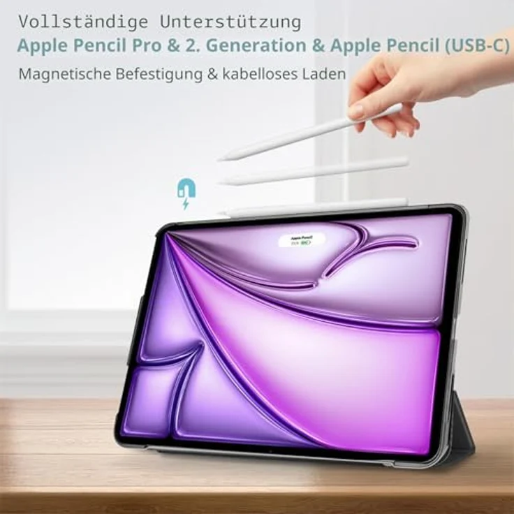 ProCase Hülle für iPad Air 11 Zoll (M4/M3/M2) & 10,9 Zoll (4./5. Gen) - Schwarz, mit automatischem Sleep/Wake und Apple Pencil Unterstützung – Bild 3