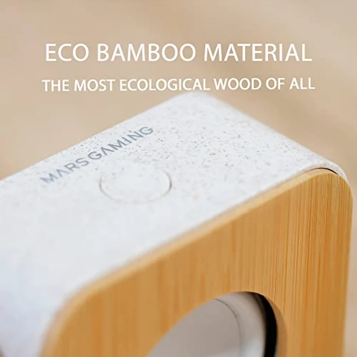 MarsGaming MS-ECO, Ökologischer Bluetooth 5.1 Lautsprecher, Organisch Material Wheat Straw und Bambus, Kompakte Größe, MSECO, Grau – Bild 3