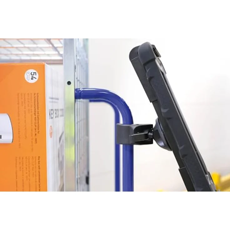 Durable Tablet Klemmhalterung Tough CLAMP XL, 360° drehbar für Tablets 7-13", für Regalböden/Stangen, schwarz – Bild 5