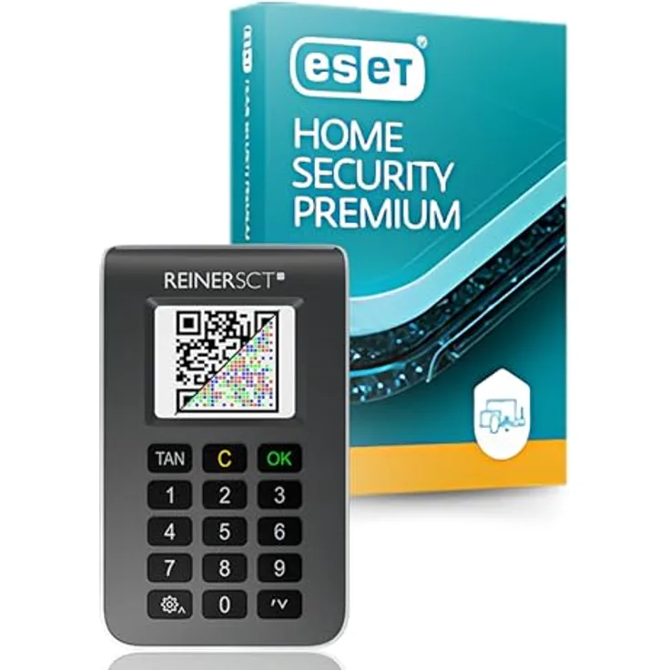 REINER SCT tanjack Photo QR, TAN-Generator für SmartTAN photo und chipTAN QR mit ESET Home Security Premium Schutz vor Viren und Phishing
