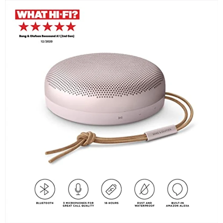 Bang & Olufsen Beosound A1 (2. Gen) – Kabelloser tragbarer IP67 wasserdichter Bluetooth-Lautsprecher mit 360° Sound + 3 Mikrofone, Alexa und USB-C Ladekabel, 18 Stunden Akkulaufzeit - Pink – Bild 2
