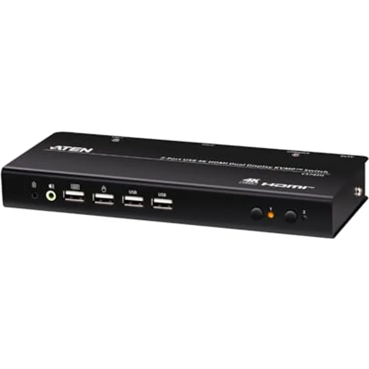 ATEN CS742H 2 Port USB 4K HDMI Dual Display KVM Switch, multiplattformfähig, firmware-updatefähig, Power-on Detection – Bild 1