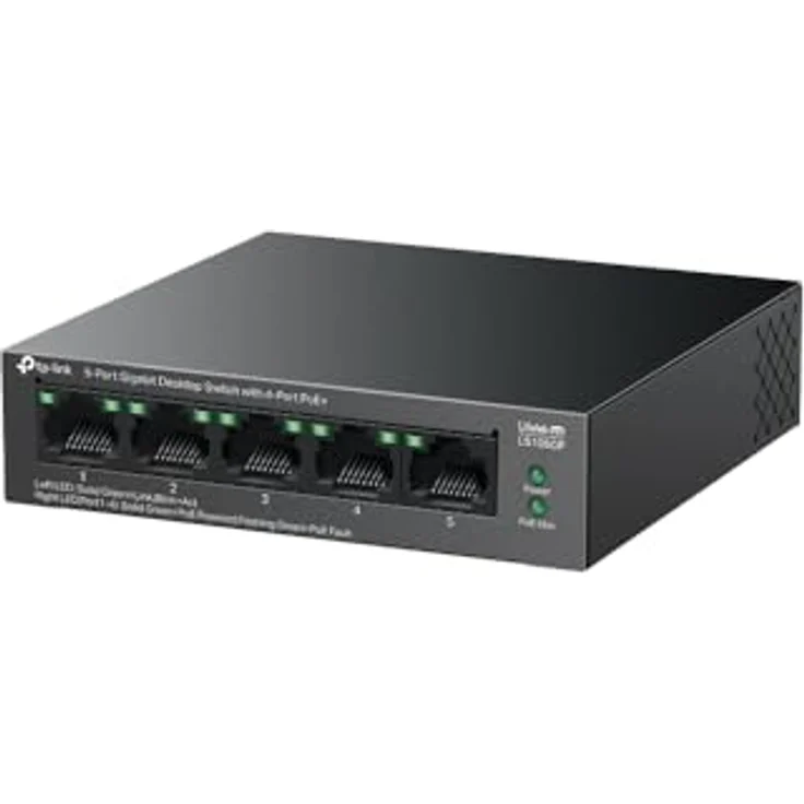 TP-Link 5-Port-Desktop-GIGABIT-Switch MIT 4 POE+-Ports, Lüfterloses Design, schwarz – Bild 3
